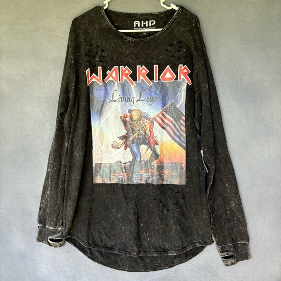 Another Hype Piece Shirt AHP 2XL Warrior Living Legend Distressed Skeleton Flag - Picture 1 of 15